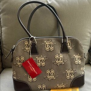 Dooney & Bourke Canvas Signature Domed Satchel Brown NWT